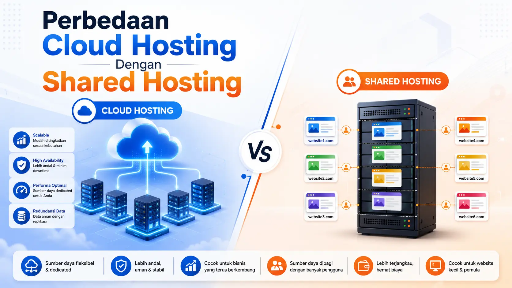 Perbedaan Cloud Hosting Dengan Shared Hosting